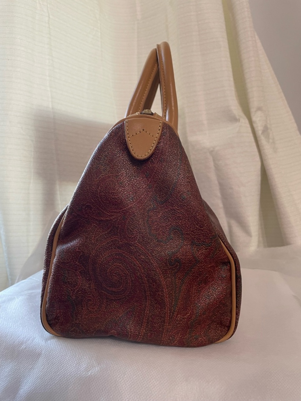 Etro Satchel Bag EUC Vtg Etro Paisley Boston Bag Leather Handles Made in Italy - Picture 11 of 17